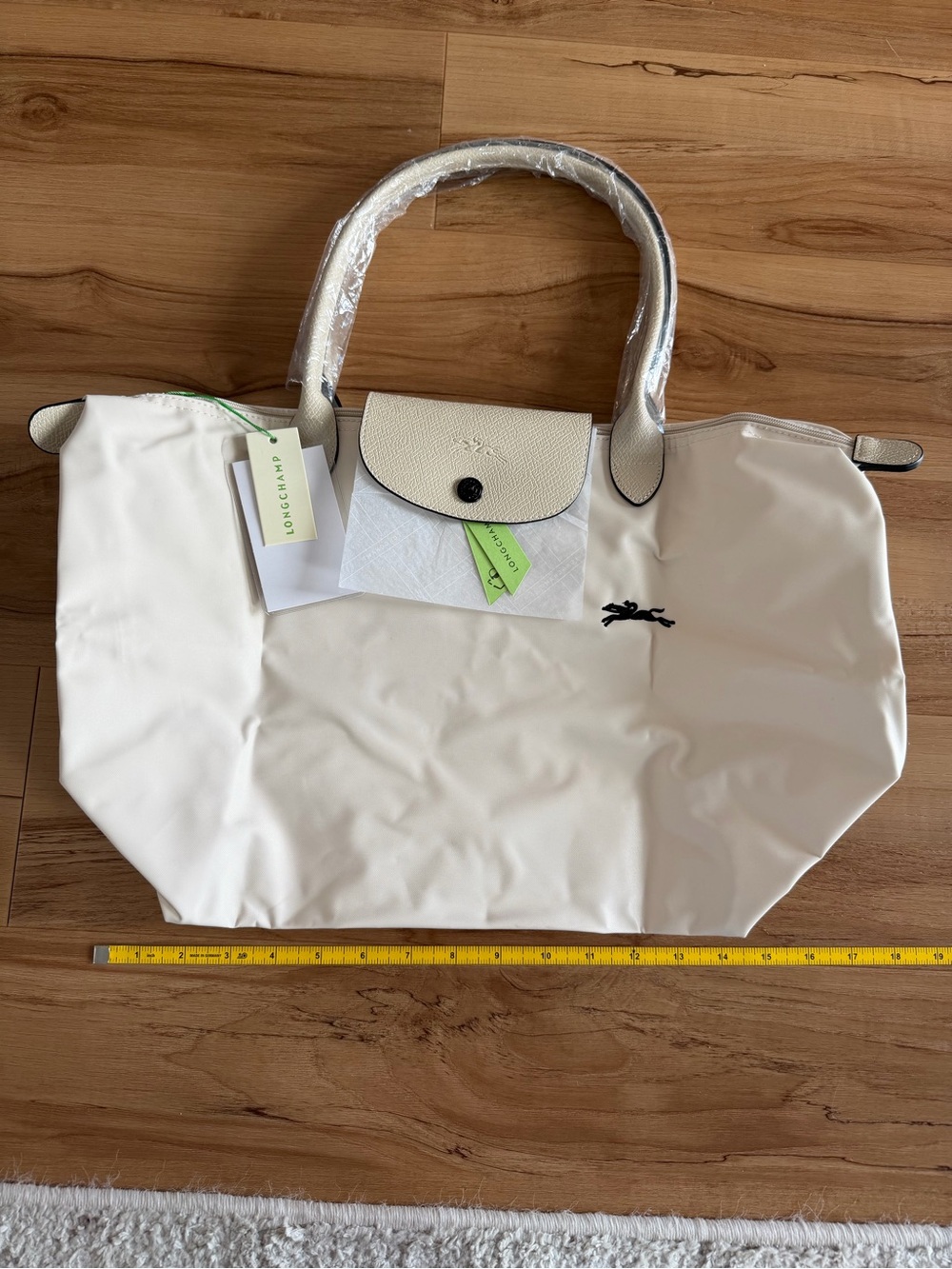 Longchamp le Pliage Cream and Black Tote Bag